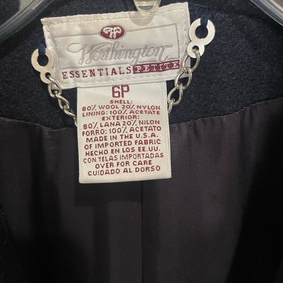 Worthington Black Wool Button Front Long Length Vintage Coat - Picture 3 of 6